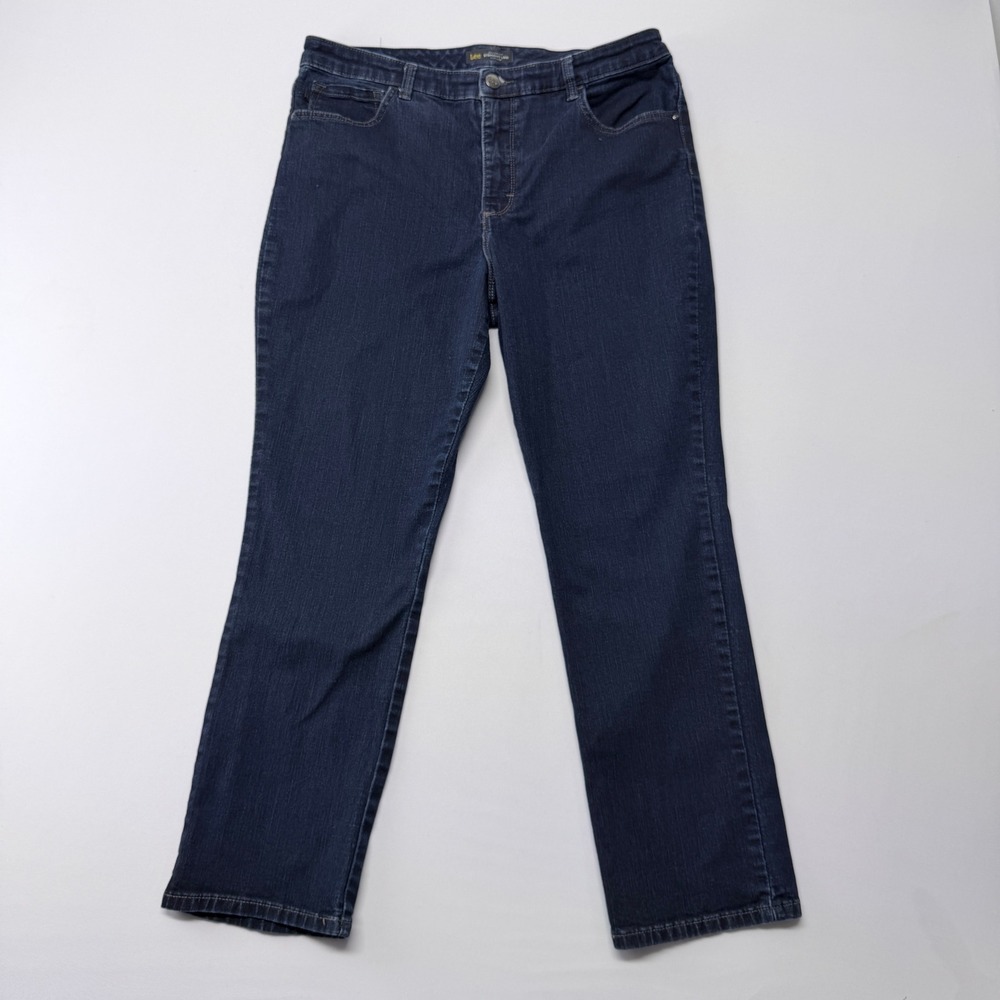 Lee Relaxed Fit Straight Leg High Rise Jeans Dark Wash 16 Short Instantly Slims